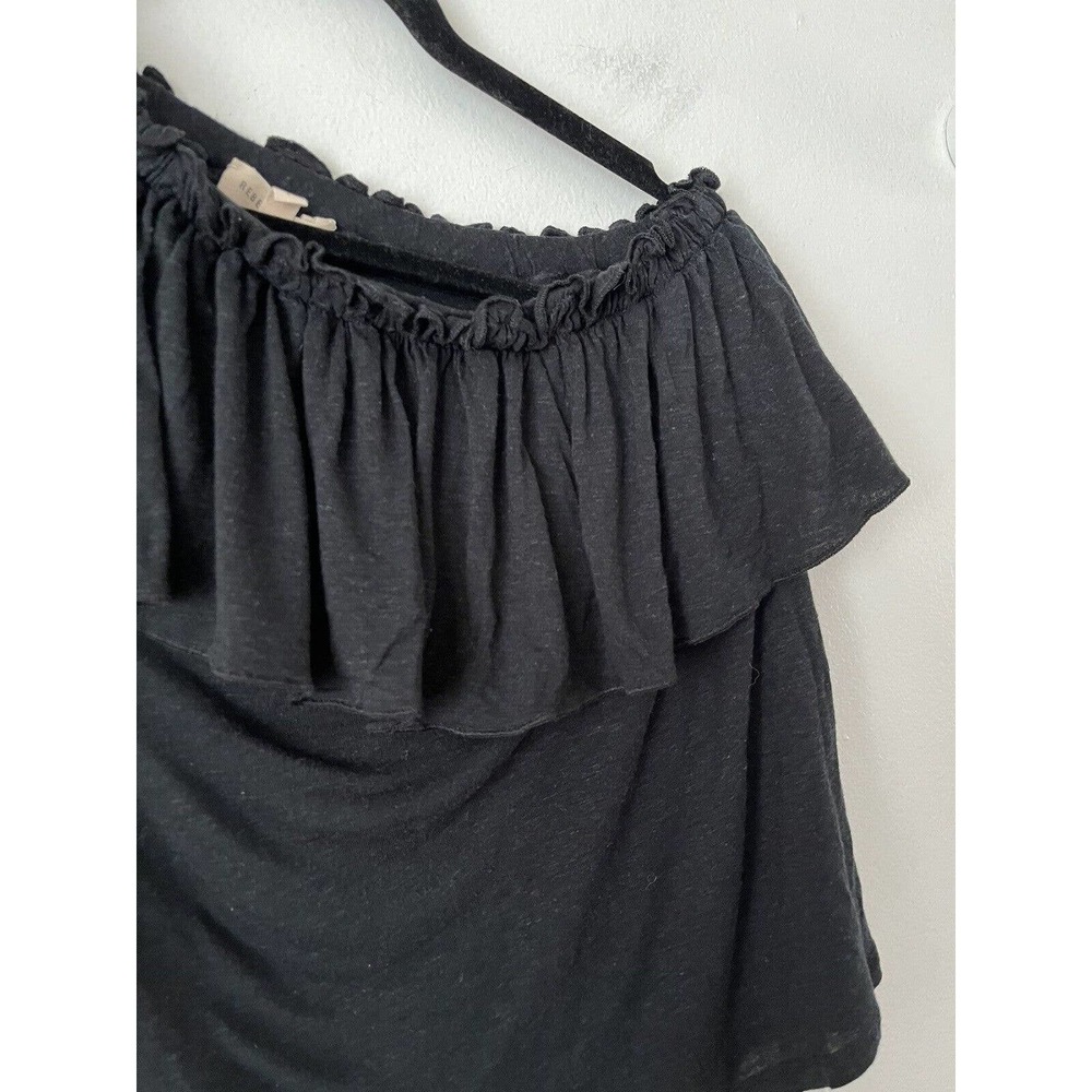 Rebecca Taylor Flax Blend Black Jersey Knit Ruffle Off Shoulder Top Size XS - Picture 6 of 8
